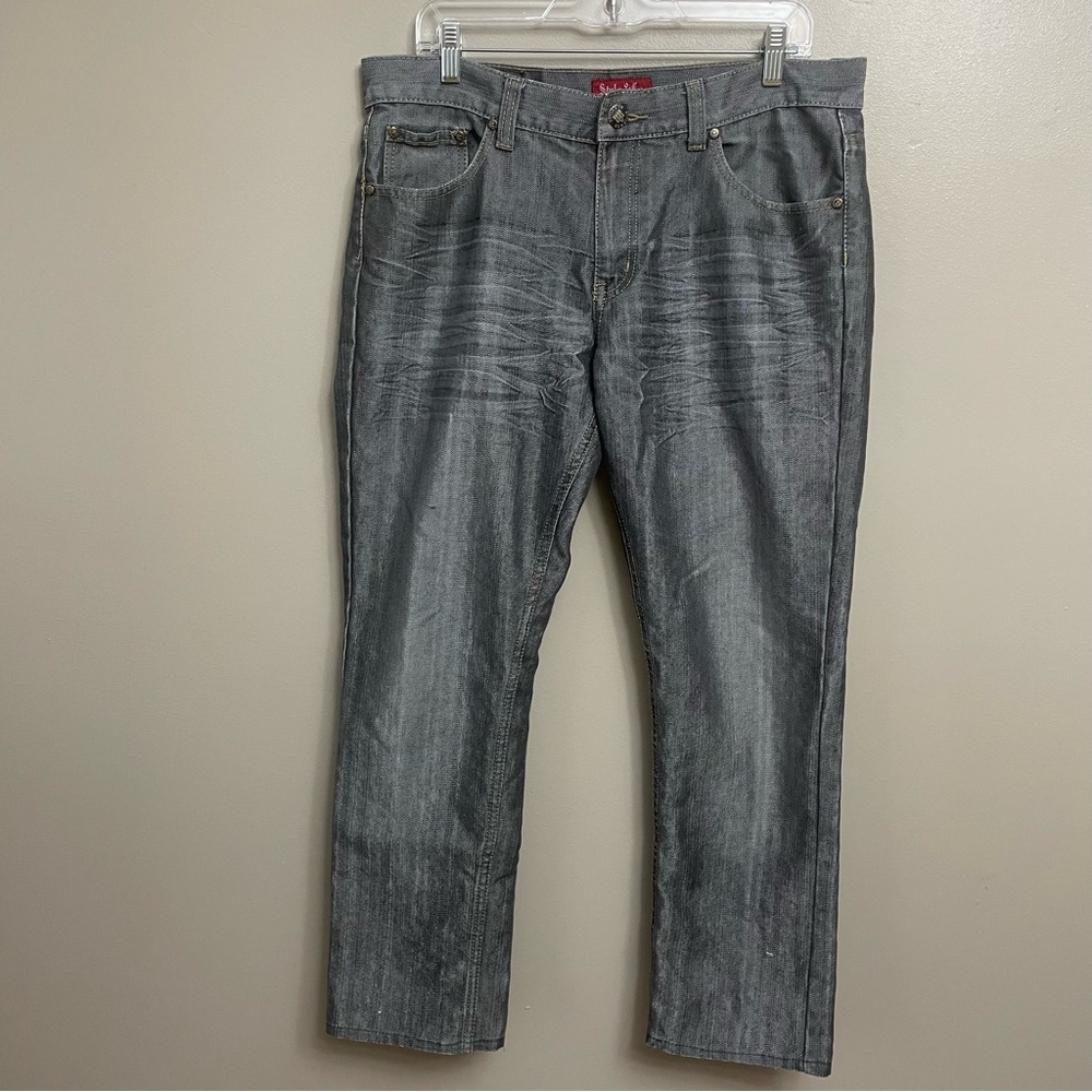 Style & Co, 34 Blue Jeans medium Wash Shiny Premium Edition Mens Pants hemmed